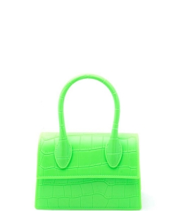 Fashion Smooth Croc Handle Bag 7156 GREEN